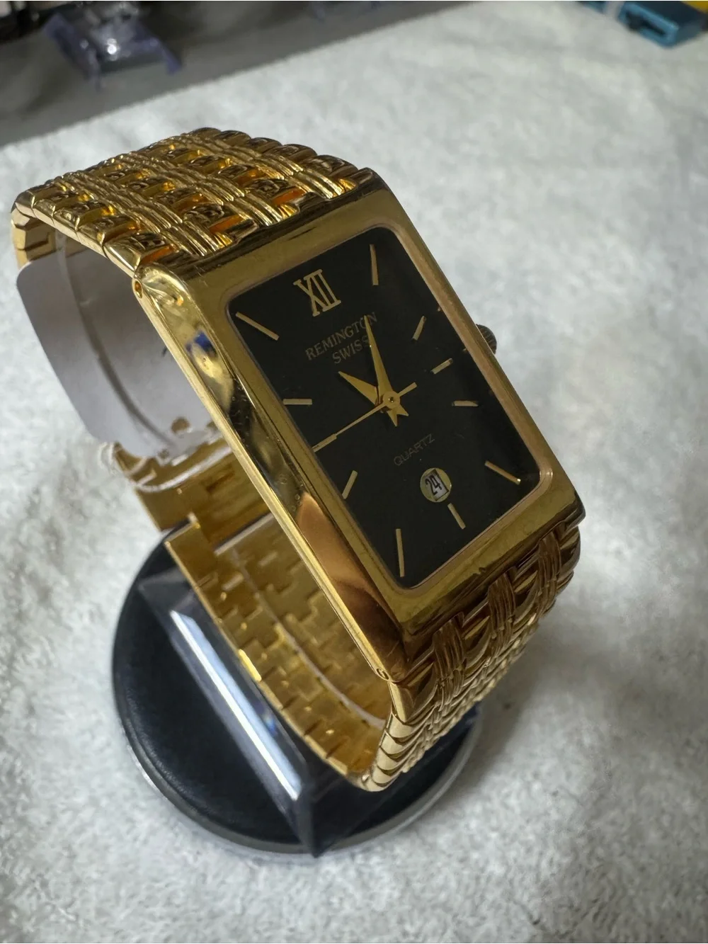 Remington Gold and Black Rectangular Men's Dress Watch